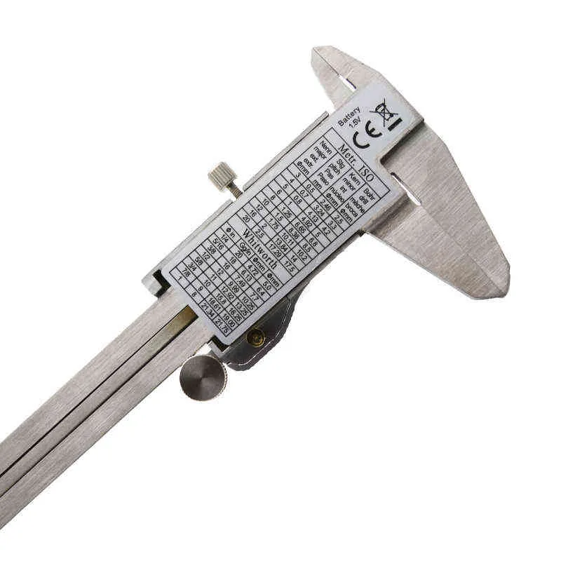 Digital Vernier Caliper 6 pollici in acciaio inossidabile elettronico 150mm Strumenti di misurazione in metallo Micrometro Calibro 210810