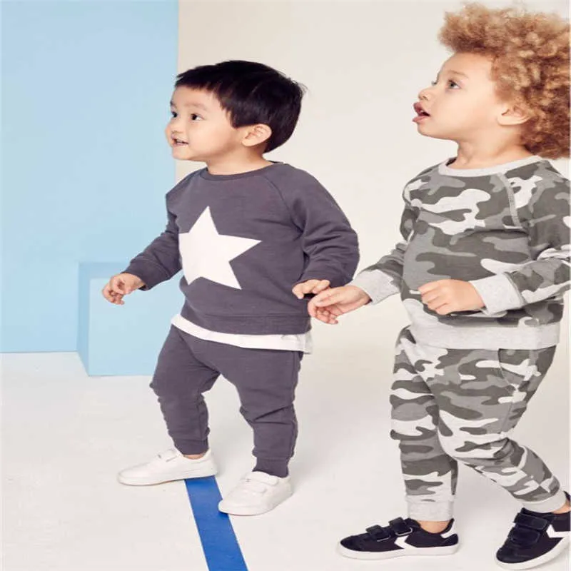 Hoppmätare Boys Girls Camouflage Sweater Bomull Barn Sweatshirts Baby Girl's Clothing Kids Långärmade Toppar 210529