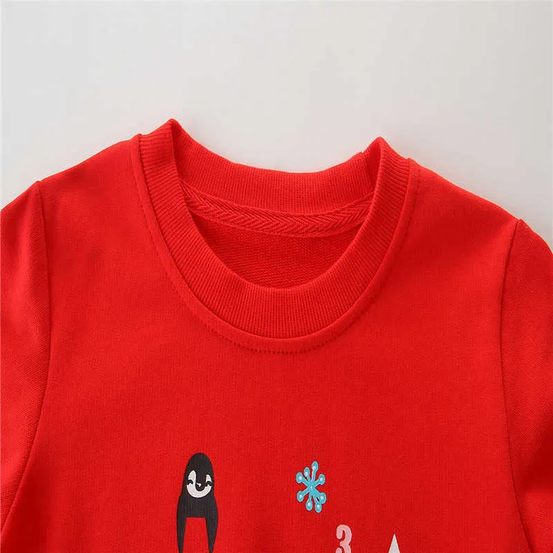 ジャンプメータークリスマス赤ちゃんスウェットカーツ赤いパーカー綿少年女の子セータートップファッションスポーツ子供服210529