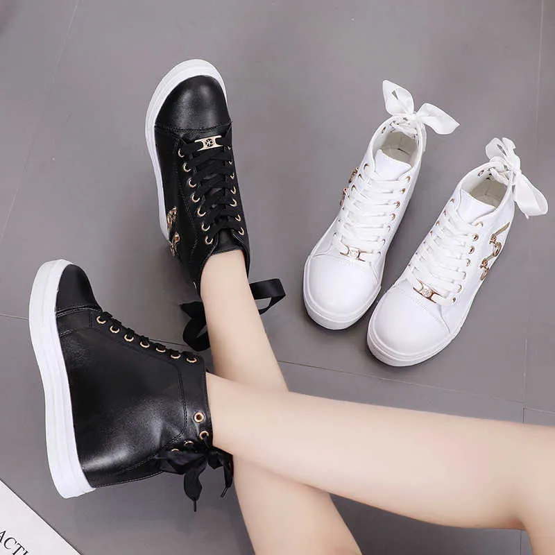Женские туфли на танкетке, резиновые броги, кожаные, на шнуровке, на высоком каблуке 6 см, туфли с острым носком, увеличивающие рост, белые кроссовки, молния569 Y0907
