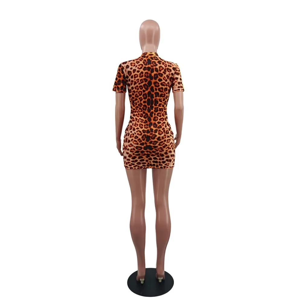 Bodycon Dresses Vintage Leopard Print Kvinnor Sexig Nattklubb Party Wear Fashion Skinny Mini Dress Sale Sommar 210525