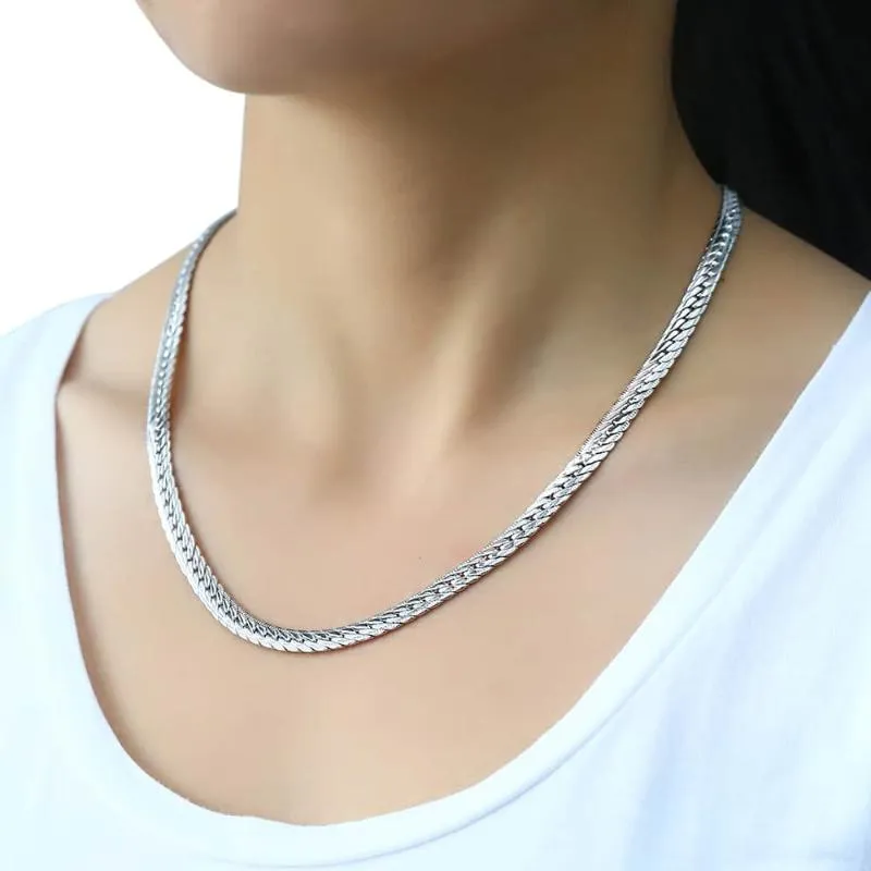 6mm Femmes Hommes Collier Chaîne Martelé Fermer Rombo Lien Curb Cubain Or Blanc Rempli GF Bijoux De Mode Accessoires DGN337 Chains207g