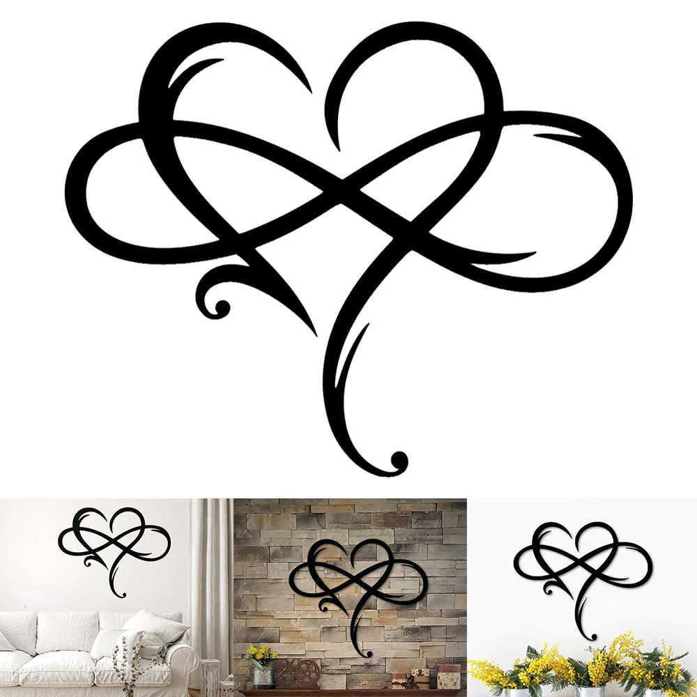 Eternal Love Infinite Heart Iron Art Décoration Décoration intérieure Décoration murale en métal Design unique-mur Art RoomDecoration 210929