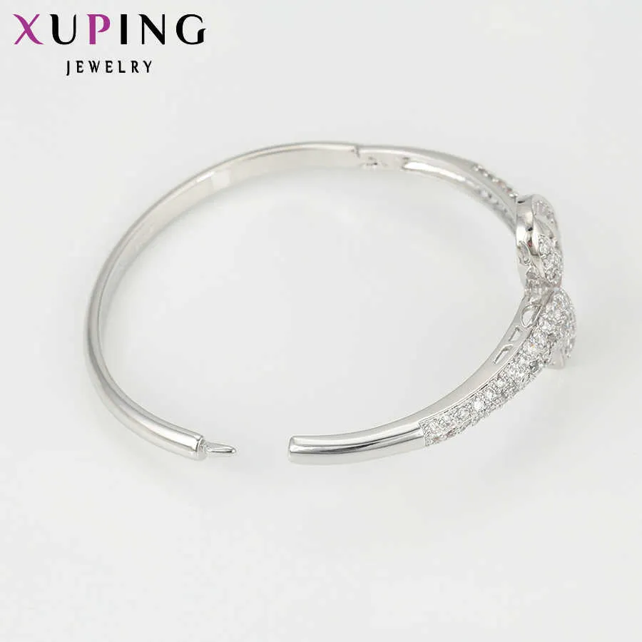 Biżuteria Xuping Charm Design Rhodium Color Plated Women Bangle Prezent 51274 Q0717