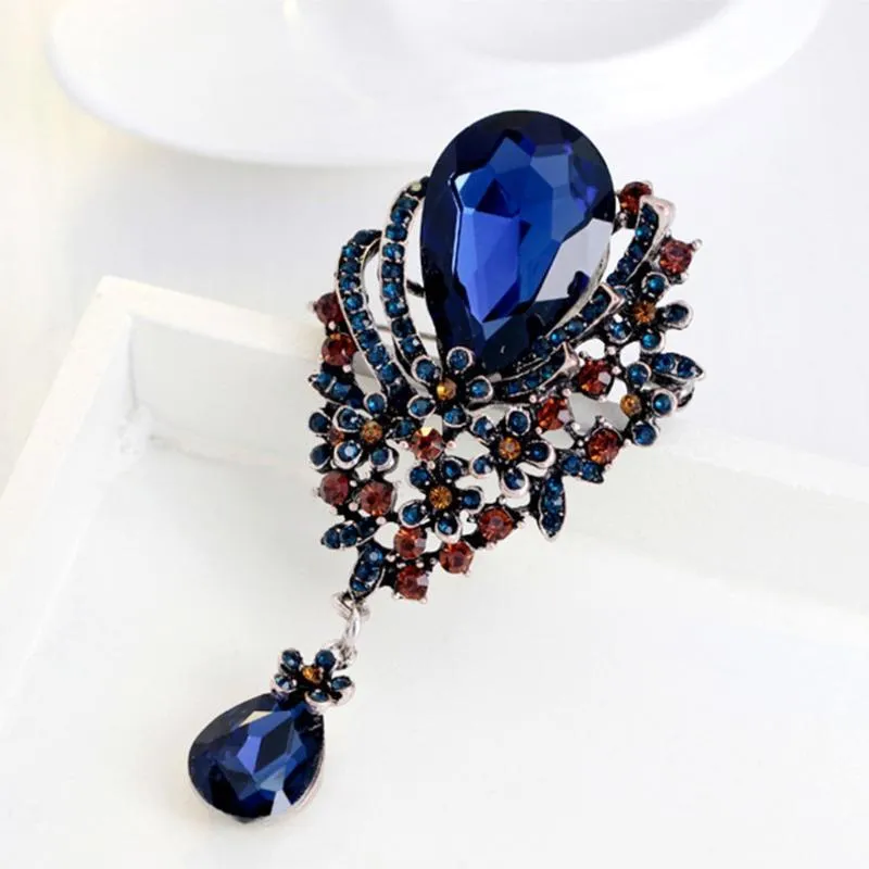 Pins, broszki 2021 Vintage Glass for Women Big Crystal Bukiety broszka biżuteria Pins i szalik wiszący