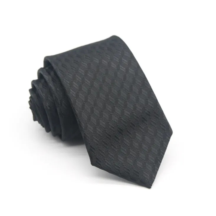 Spot Polyter Jacquard Tie Navy Dark Strip Męski garnitur Formalny krawat