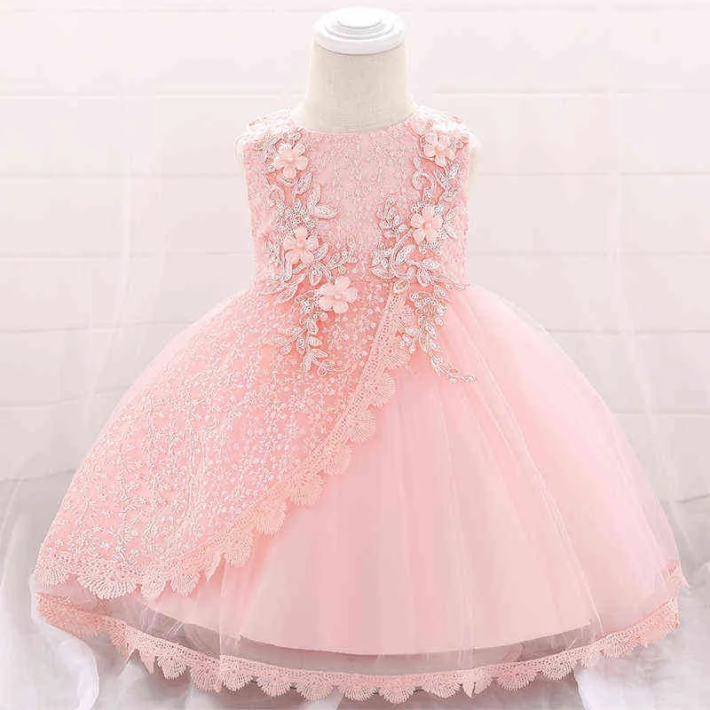 Newborn Child Baptism 1 Year Baby Girl Beading Lace Sequined Tulle Christening Princess Toddler Birthday Party Ball Gown Dress G1129