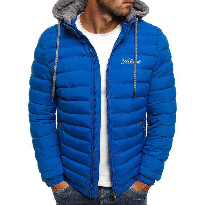 Winter Jackets Oversize Down Coat Men Golf Brand Padded Hooded Cardigan Drawstring Thick Warm Jacket Sports Outerwear Top 211217