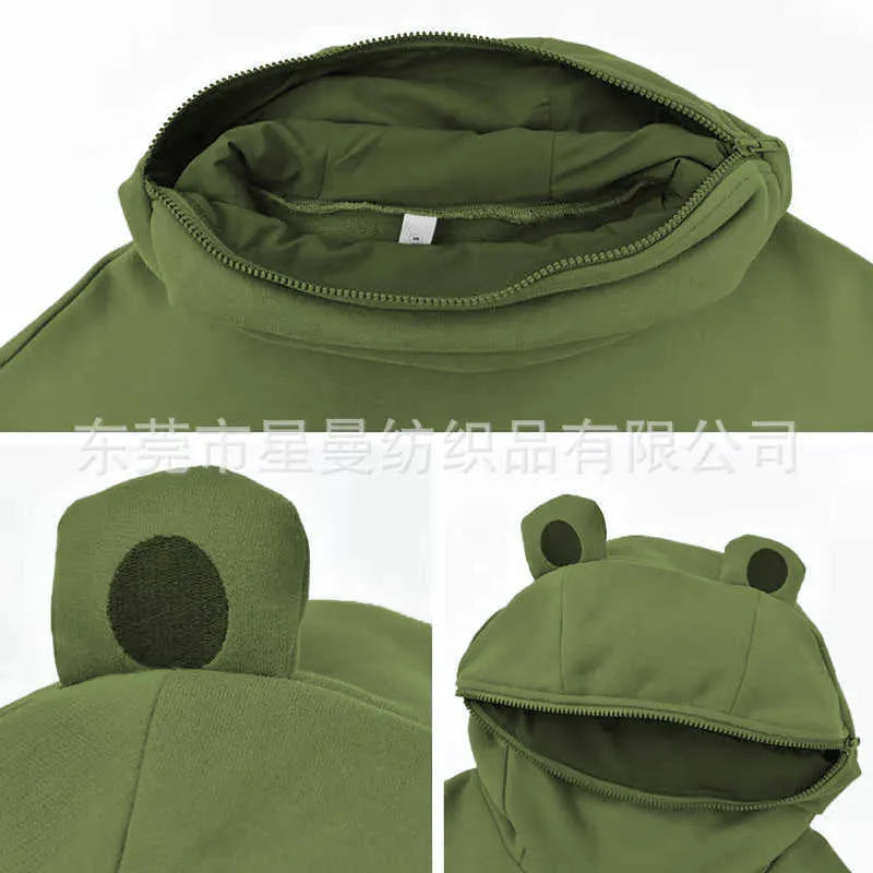 Grenouille À Capuche Harajuku Sweat Femmes Hoodies Doux Japon Top Creative Couture Mignon Grenouilles Pull Poche À Capuche Tot Vendre 210728