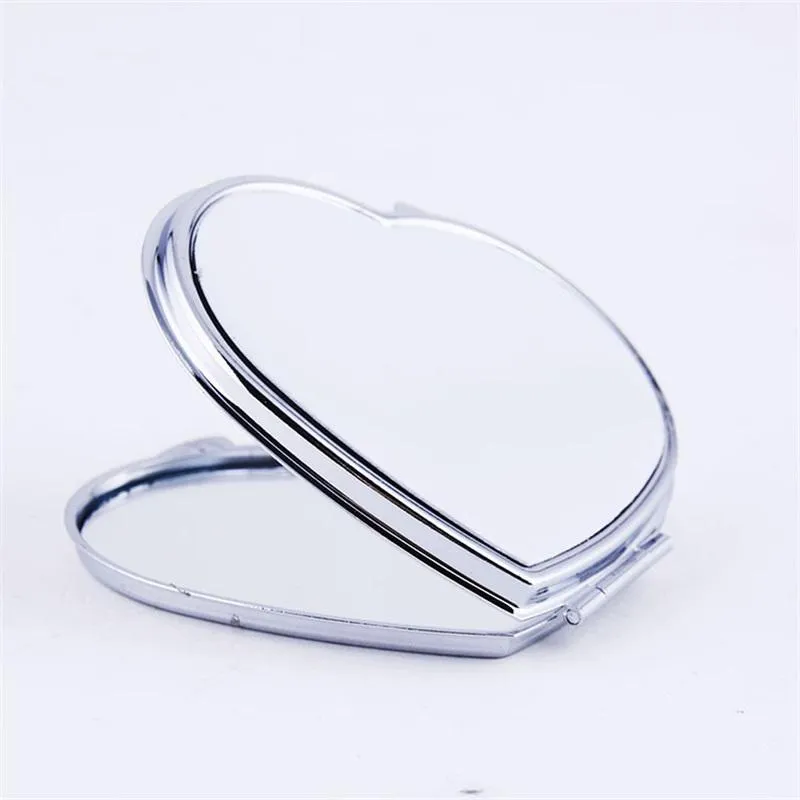 DIY Make-up Mirrors Iron 2 Face Sublimation Blank Plated Aluminum Sheet Girl Gift Cosmetic Compact Mirror Portable Decoration