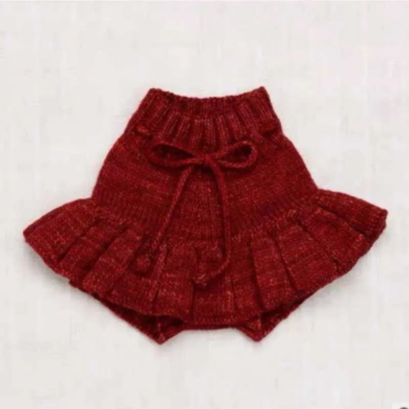 Wiosna Dziewczyna Custom Made Sweter Z Długim Rękawem Moda Otwarty Stitch Cardigan + Soild Color Bow Spódnica Dzieci Ubrania E04 210610