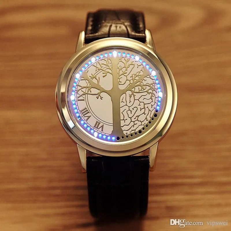 Unisexe minimaliste tactile LED grand arbre montres mode hommes et femmes couple montre électronique décontracté affichage unique les plus spéciaux294s