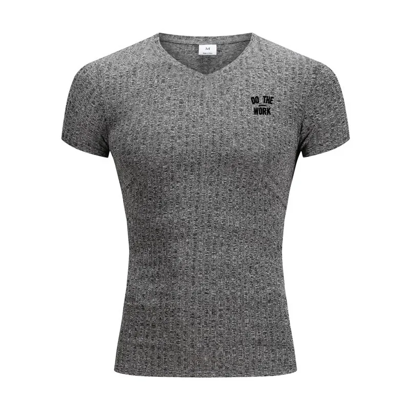 T-shirt da palestra T-shirt da uomo a maniche corte con scollo a V T-shirt sportiva da uomo Slim Fit T-shirt estiva da uomo Bodybuilding Allenamento Abbigliamento fitness 210421