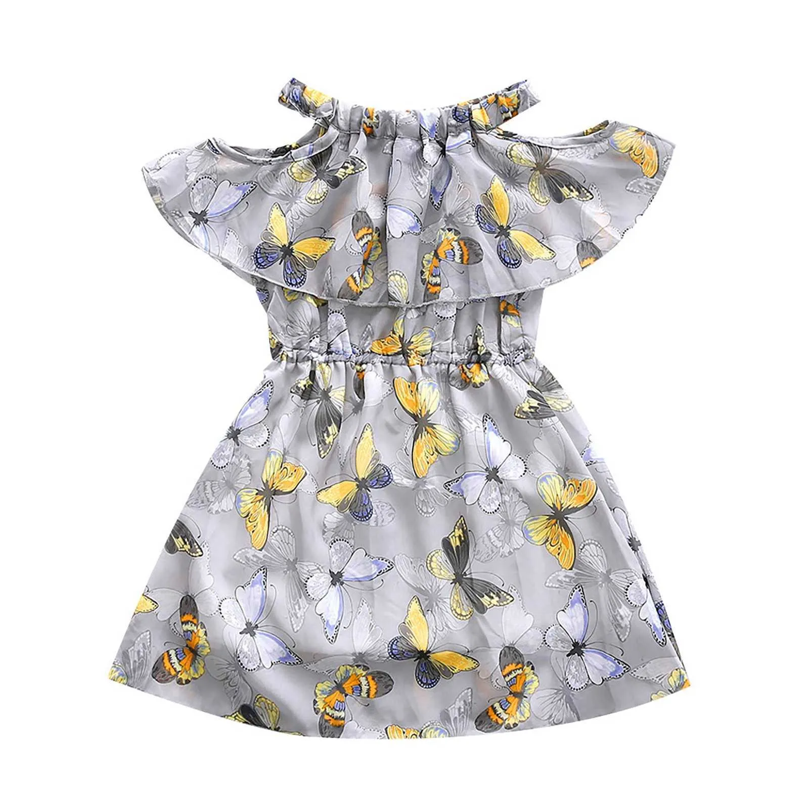 Enfants Adolescent Bébé Fille Robe Enfants Filles Papillon Ruffler Hors Épaule Tulle Princesse Robes Bébé Fille Vêtements ropa bebes # 55 Q0716