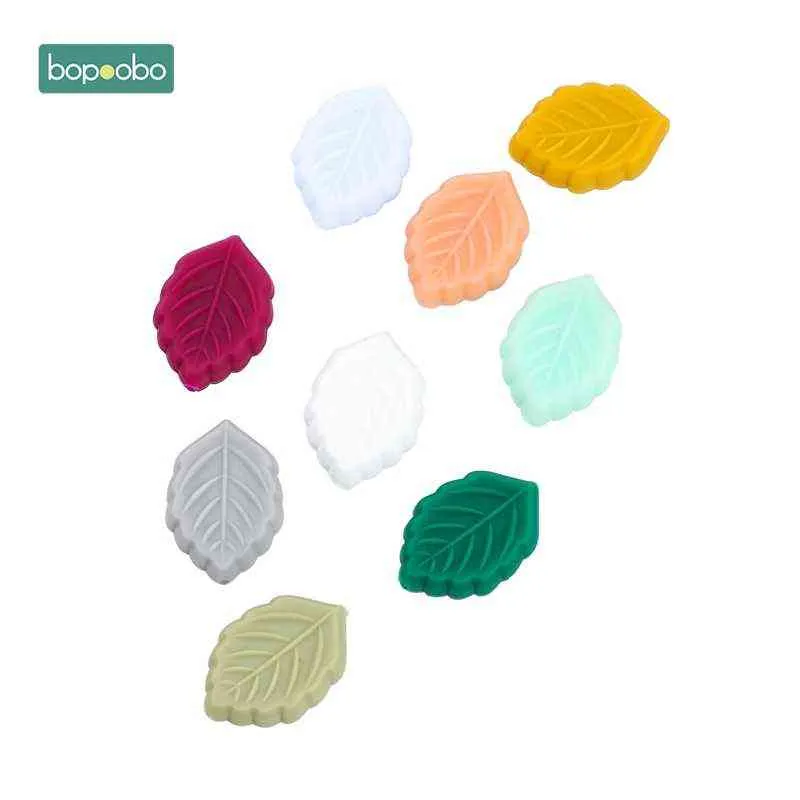 Bopoobo BPA Free Cartoon Salix Perline in silicone Dentizione Leaf Bead Prodotto bambini Ciondolo fai da te Regalo GRATIS 211106