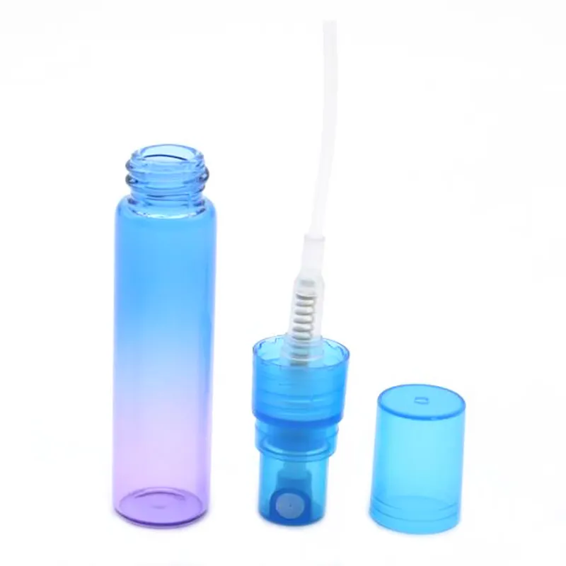 Bouteille de Parfum rechargeable en verre transparent Portable de 5ml, avec Spray, couleurs arc-en-ciel, flacons vides pour cosmétiques, atomiseur, 50 pièces