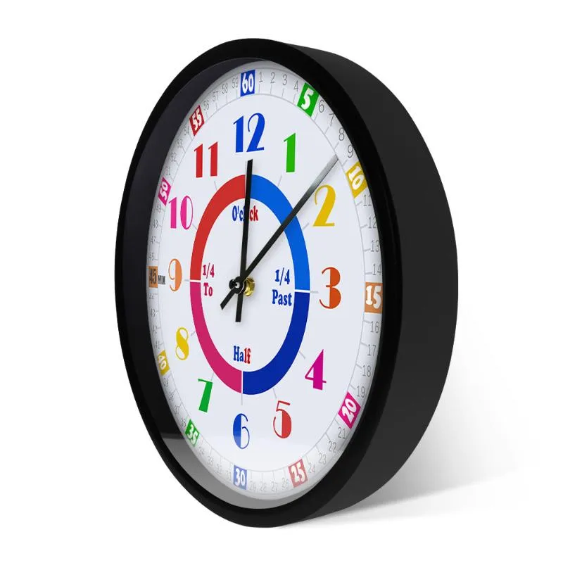 Väggklockor berättar för tid att lära dig klocka titta för hemskola dagis färgglada nummer pedagogisk konstdekor tyst svep317y