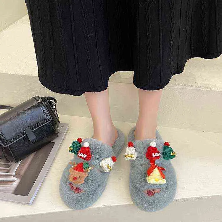 Furry Fourrure Diapositives Réel Fourrure De Lapin Pantoufles Moelleux Tongs Dames En Peluche Maison Pantoufles Confortable Doux Sandales Plates Mignon Femmes Chaussures H1115