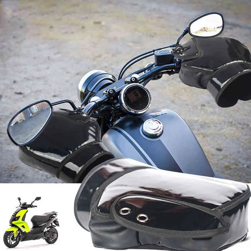 Winter Motorcycle Handlebar Gloves Thermal Windproof Waterproof Warm Motorbike Handle Bar Hand Cover Muffs For Winter 220111