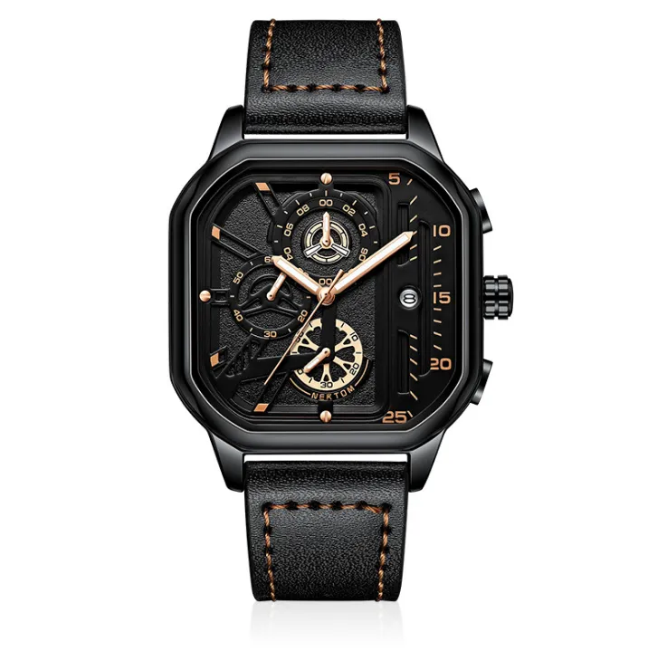 Nektom Brand Hollow Out Mens Watchs Quartz Watch STRAP CUIR HIGHE HIGHE QUIMENT LUMINE CALLE DIAL MASCULINE MALULINES 307Y