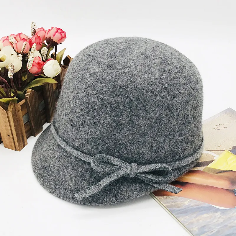 Hochwertige Reitmütze aus Wolle für Damen und Kinder, Herbst-Winter-Mode-Fedora-Hut mit Schleife, Casquette-Eltern-Kind-Kappe