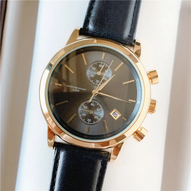 Marque de marque de marque de marque de style multifonction de style cuir date de calendrier de quartz montres en poignet les petites cadrans peuvent fonctionner bs19241l