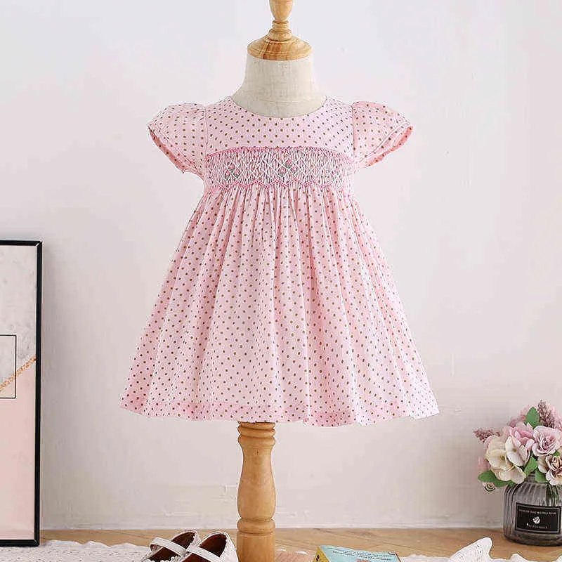 2021 Children Spanish Dresses Girls Hand Made Smocked Dress Baby Girl Smocking MZL069 G1218