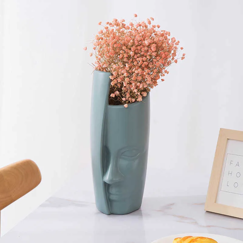 Europäischer Stil Vase Dekoration Home Dekoration Anti-Keramik-Kunststoffvase Ungebrochene Hochzeit Hydrokultur Blumenarrangement Modern 210623