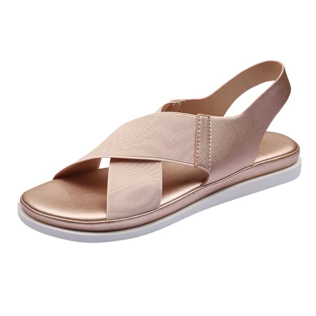 Summer Comfy Slip On Femmes Sandales Élastique Textile Épissage Sandales Casual Chaussures De Plage Pour Femme Classiques Antidérapant Léger Y0721