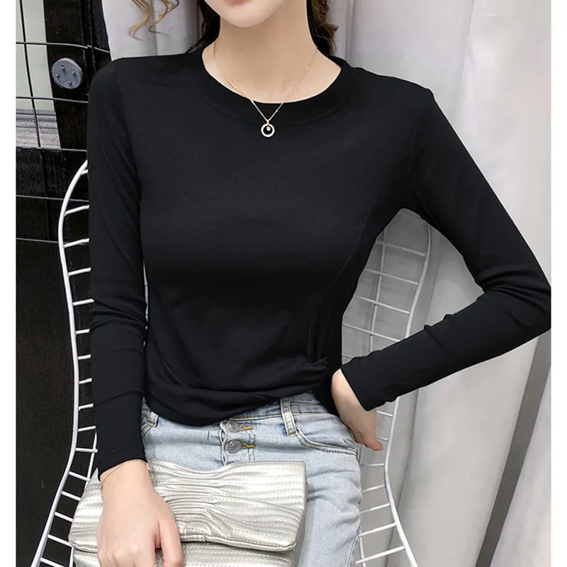 Primavera para mujer Autumn Top Sólido Color Sólido Anudado de manga larga Topkorean Estilo Alto cintura adelgazante Tapa corta Tops LL267 210506