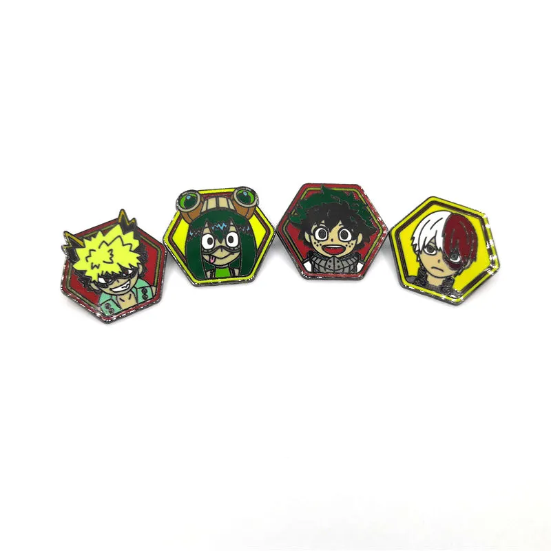 10 stks / partij My Hero Academia Paar Kids Mannen Vrouwen 90s Grappige Cartoon Rugzak Kleding DIY Emaille Broches Badge Collar Pins Gifts