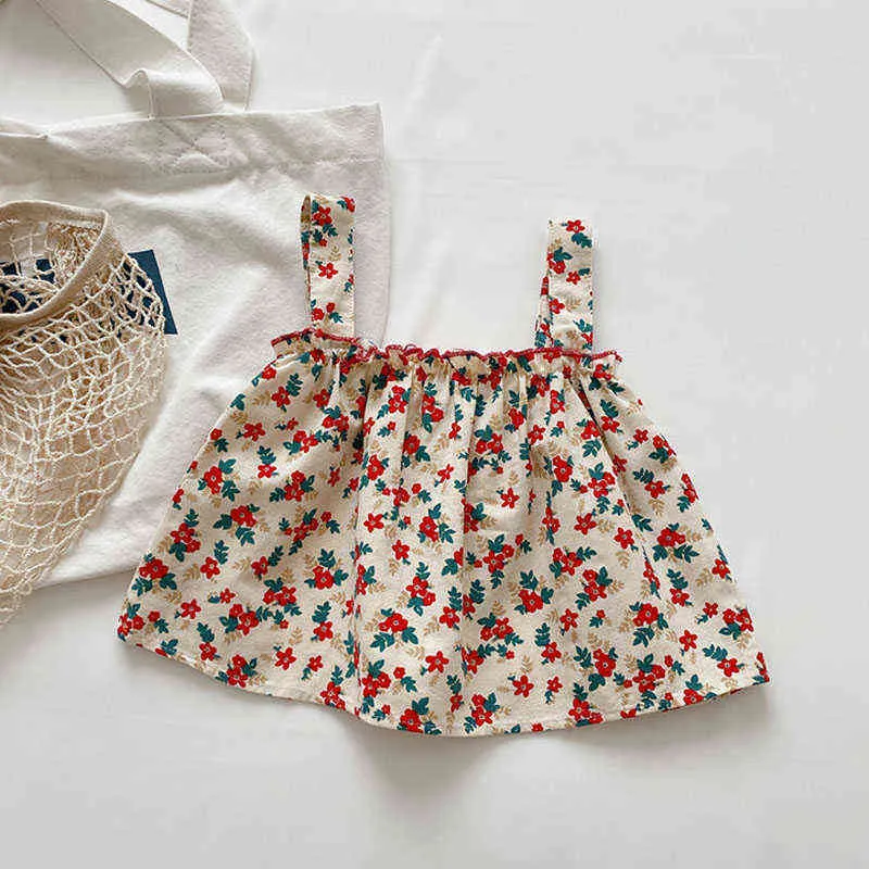 Girls' Suit 2022 New Summer Fashion Korean Style Comfortable Sling Top+ Cute Pleated Lace Denim Shorts Baby Girl Clothing Sets Y220310