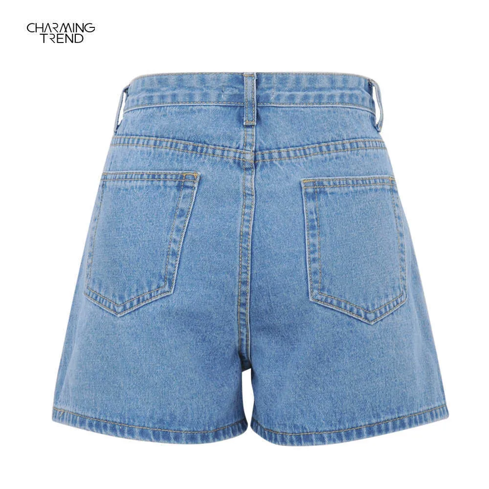 Sommar kvinnor jeans denim shorts mode sexig kvinnlig vintage skinny streetwear hög midja 210719