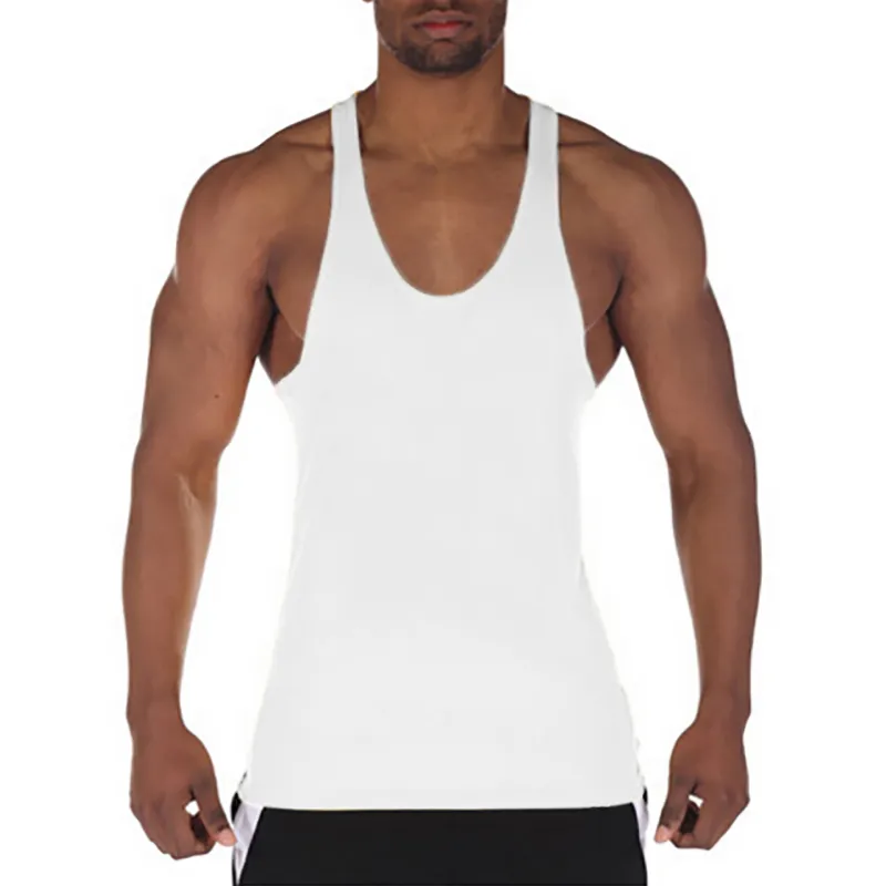 Muscleguys Gyms Vest Bodybuilding Vêtements Fitness Hommes Solide Musculation Stringer Débardeurs Blanc Sans Manches Hommes Undershirt 210421