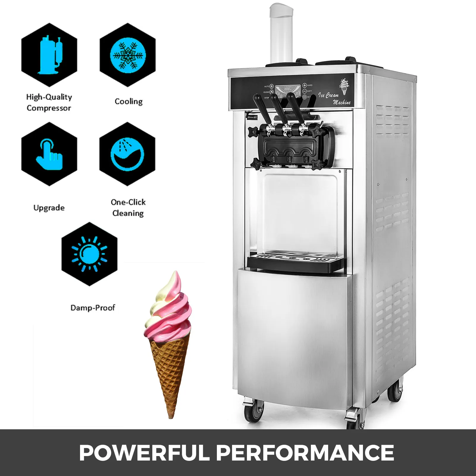 Soft Ice Cream Machine Serve Yogurt Maker 3 s Fridge to Make Electric Ice Cream 5.3-7.4 Gallons Hour Commercial Aotu Ice Cream Machines8776151