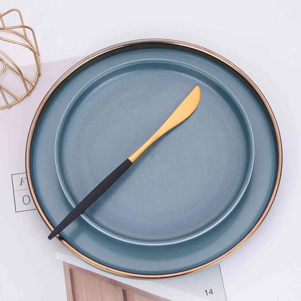 Couverts 5 pièces ensemble de couverts vaisselle en acier inoxydable noir doré fourchette cuillère couteau cadeau d'anniversaire zéro déchet cuillères de Table