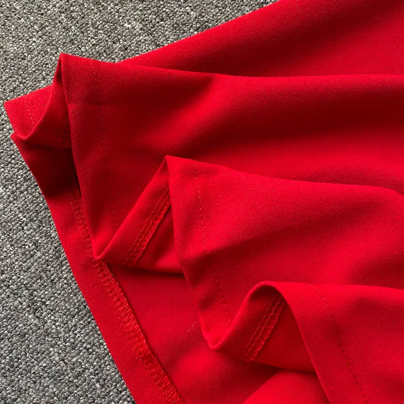 Zomer sexy vestidos vrouwelijke v-hals kruis halter taille slanke jarretel rok rode riem mini-jurk C559 210506