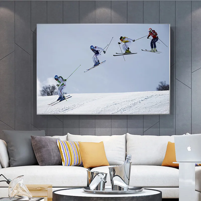 Sci moderno Sport Stampa Su Tela Pittura Poster Snowboard Neve Montagna Tuta Alare Volare Decorazione Della Parete Arte Camera Cuadros