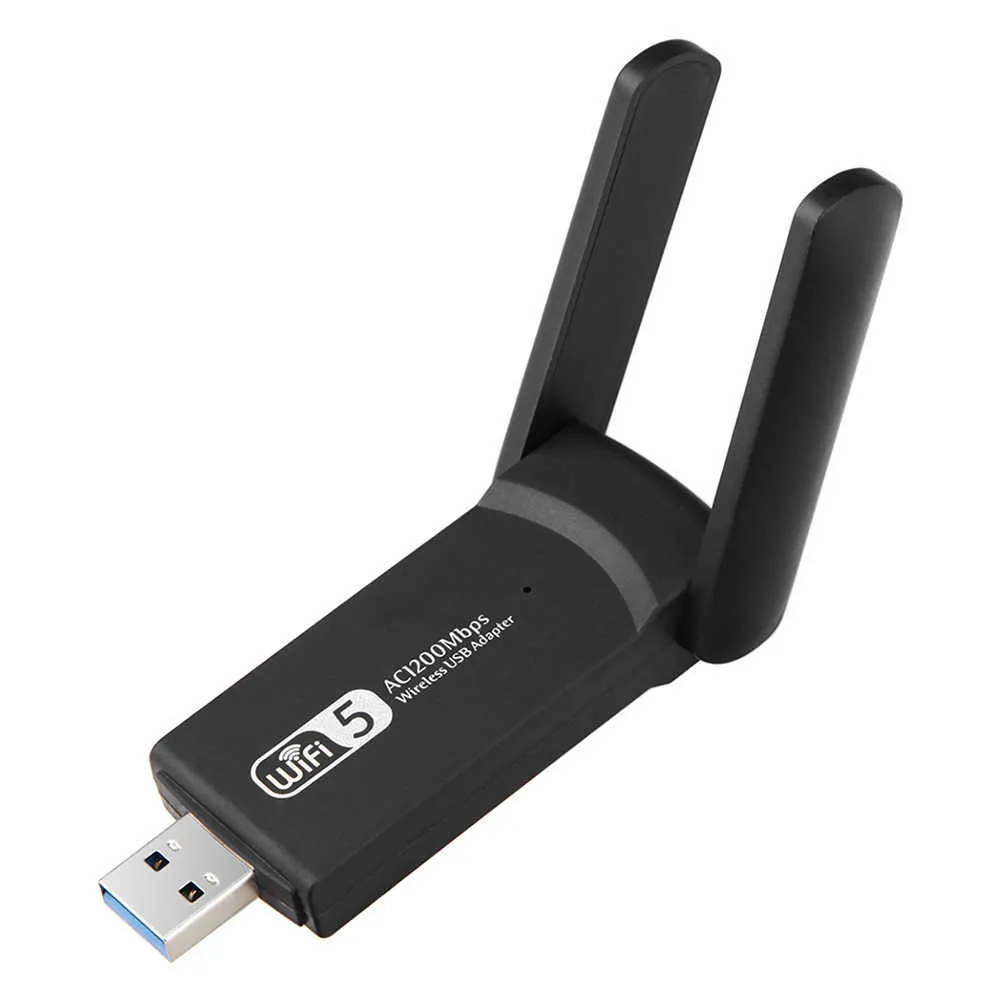 Adaptateur Ethernet WiFi double bande sans fil RTL8812, 2.4/5.8 ghz, 1200Mbps, carte réseau avec double antenne, récepteur USB3.0 pour PC