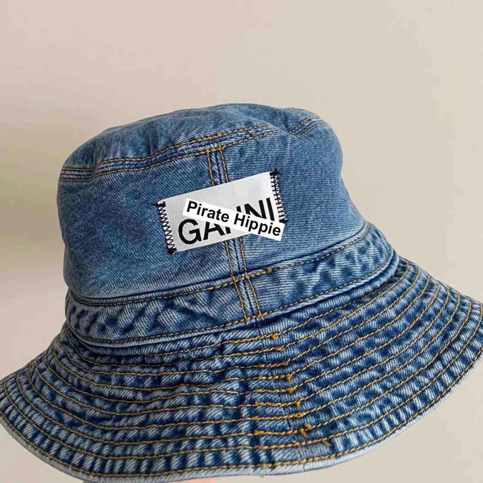 Pirate Hippie lettre seau chapeau été unisexe bleu Demin décontracté vintage Sunbonnet Fedoras extérieur pêcheur casquette 211119