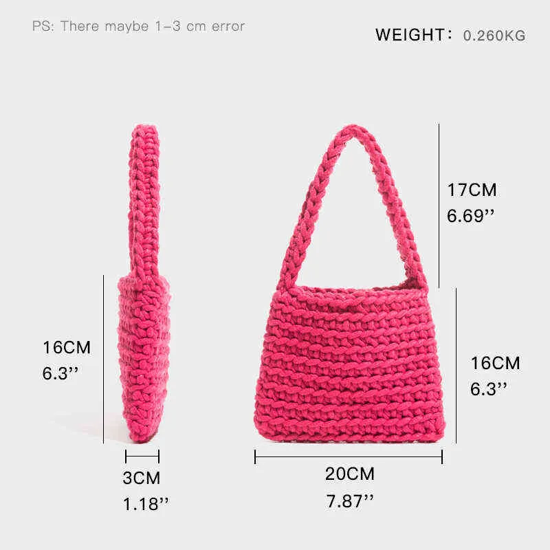 Alışveriş Çantaları MAbula Kadınlar için Casual Tığ Pamuk Handwoven Yaz Kova Kadın Basit Şık Plaj Çanta Yeni 220301