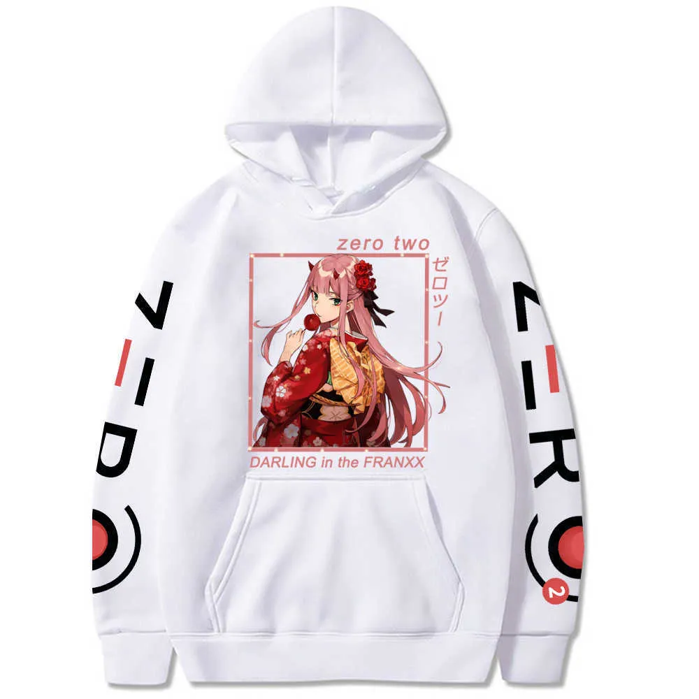 Femmes Zerotwo Sweat à capuche Anime DARLING in the FRANXX Pulls Sweats à capuche Sportswear Loog Sleeve Hoody Streetwear Unisexe Y0804