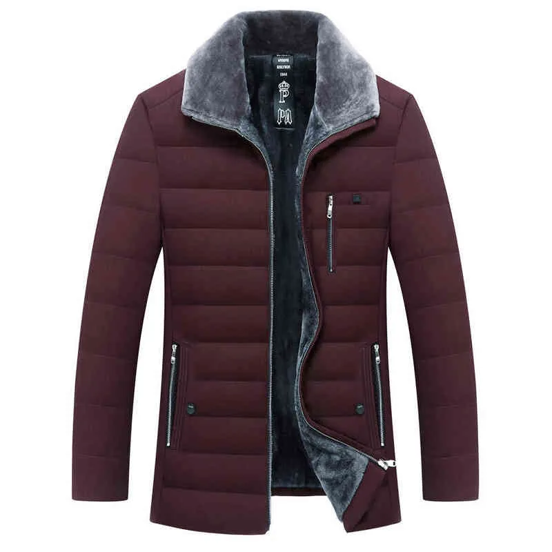 Men's Winter Parkas Fur Collar Windbreaker Cotton Padded Anorak Thick Warm Jacket Coat Male Casual Fleece Parkas Men Clothing 211216