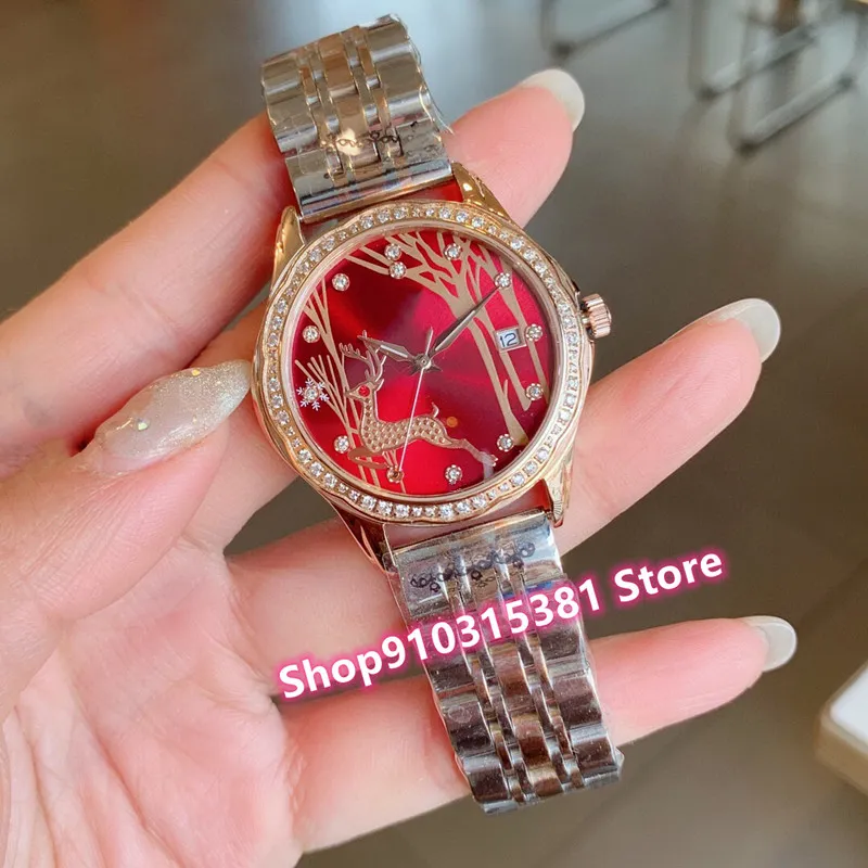 Moda Nowe Kobiety Zegarki Kwarcowe Klasyczne Śmieszne Geometryczne Zwierząt Zegarki Zegarek Przypadkowy Zegarze Pasek ze stali nierdzewnej 36mm
