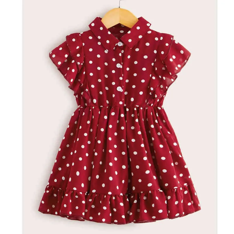 Meisjes jurk zomer mouwloze ruches partij prinses jurken peuter baby elegante polka dot bedrukte kleding 210515