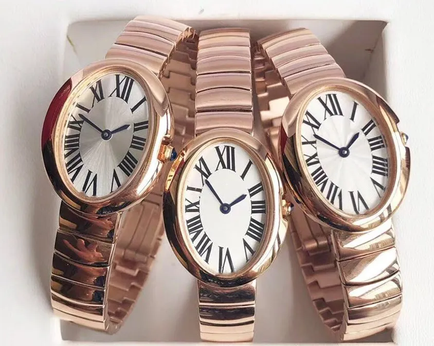 32mm Classic Stainless Steel Oval Watch Baignoire Zegarek Quartz Sapphire Face Battub Clock Classic Brand Akcesoria dla kobiet