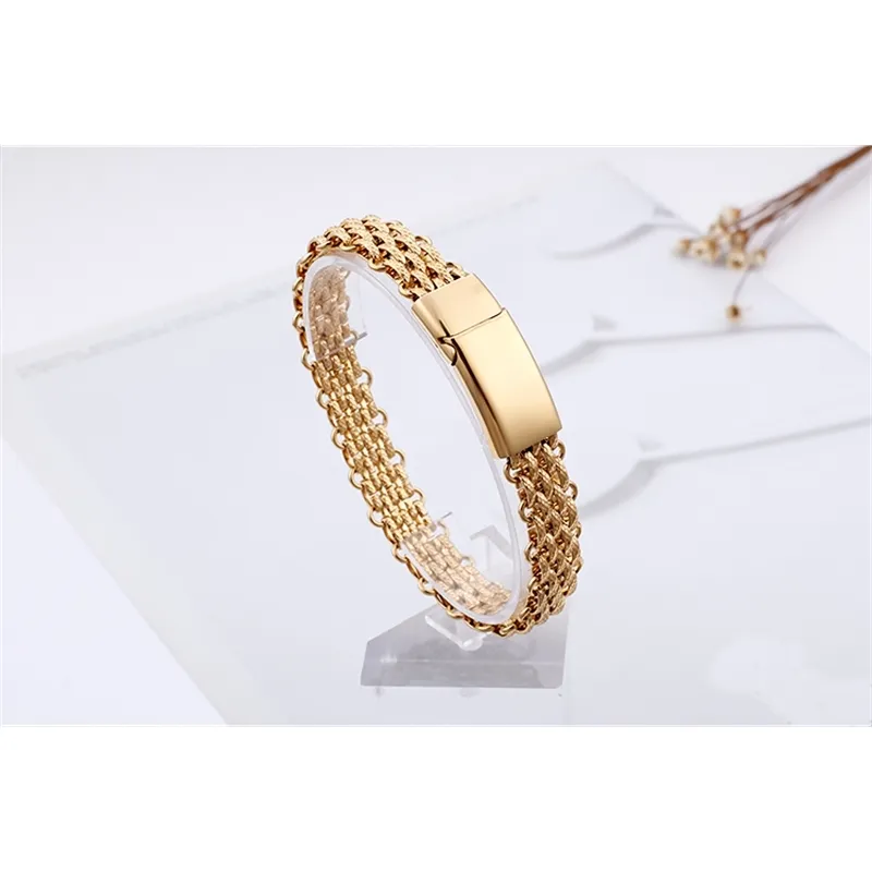 Fashion Mens Stainless Steel Luxury Gold Chain Bracelet Classic Casual Jewelry Boyfriend Groom Gift