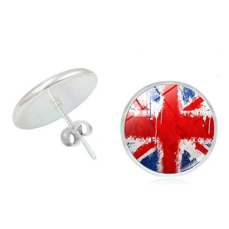 2019nouvelle fille romantique Allemagne Canada Royaume-Uni Ecosse France Angleterre drapeau américain temps verre boucles d'oreilles convexes dames bijoux Q0709