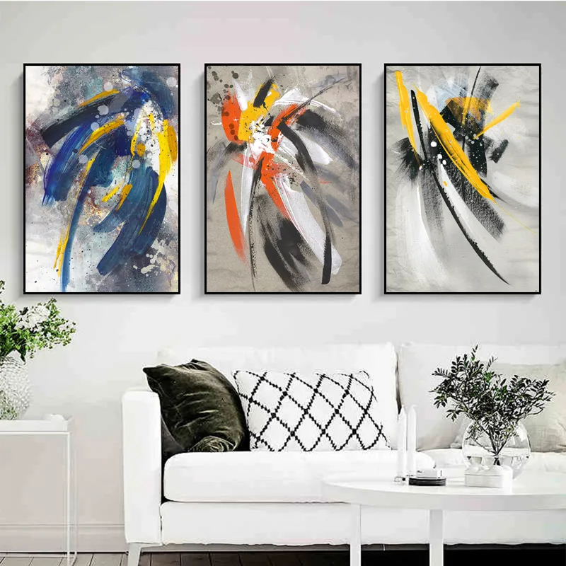 Cartazes de linha coloridos e impressões abstratas de imagem de tela de pintura de parede para a sala de estar decoração de casa sem quadro6675976