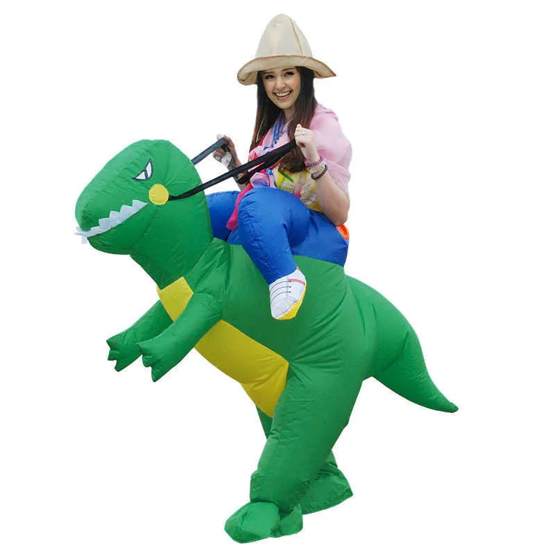 Uppblåsbara tur på dinosaur kostym chileren barn vuxen kostym klänning cosplay disfraz halloween blås upp kostymer q0910